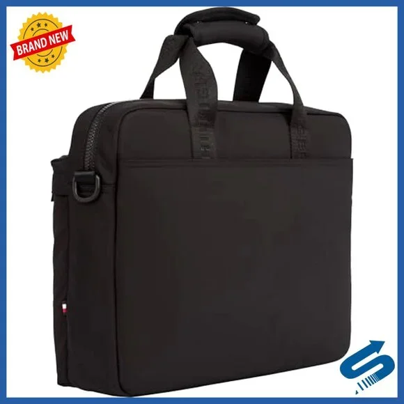 Men's Laptop Briefcase with Crossbody Strap, Lightweight Work Bag
